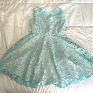 Lace A-line dress girls 14 light aqua